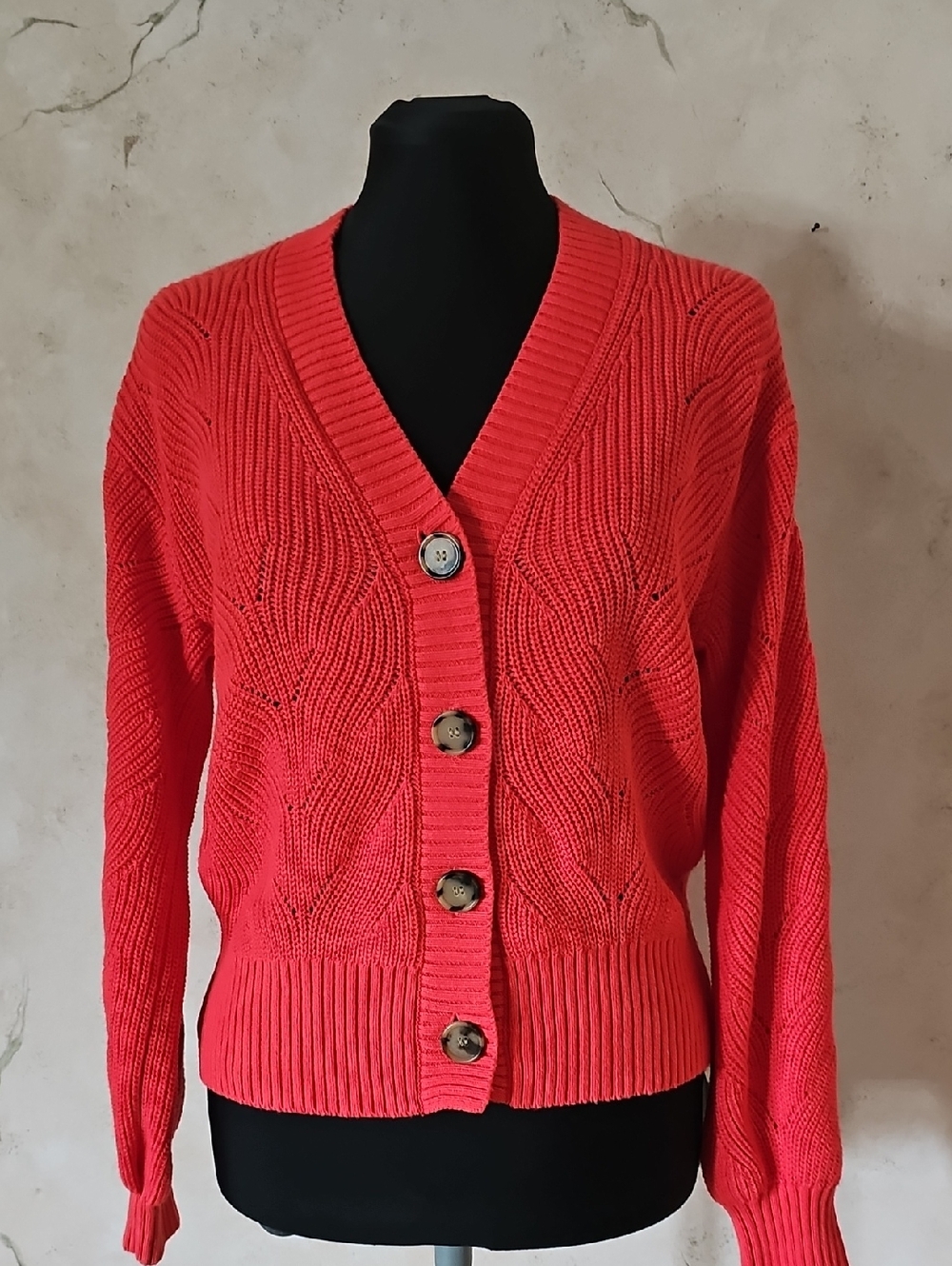 Loft Long Sleeve Button Front Orange Layer Sweater Women's Size Small